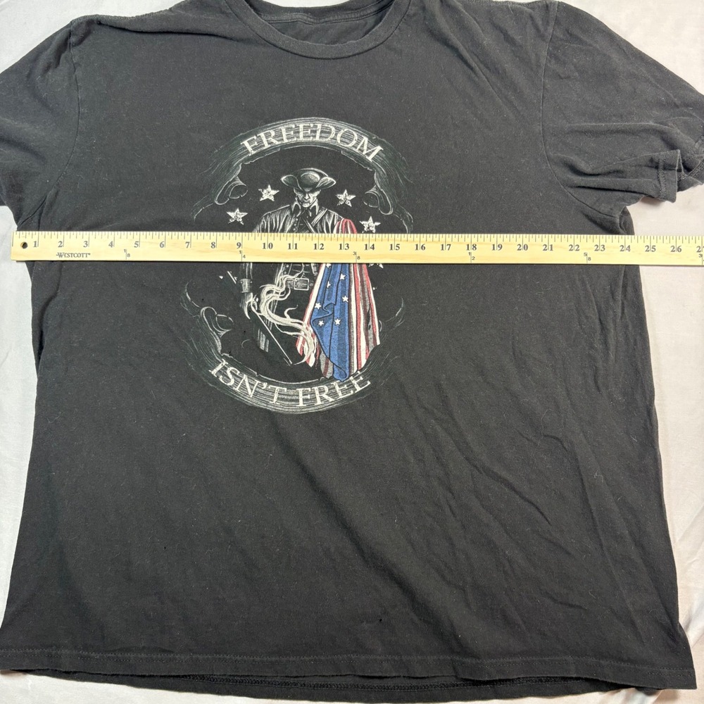 Freedom Isn't Free Graphic T-Shirt Mens XL Black Revolutionary War Flag Tee - Picture 5 of 6